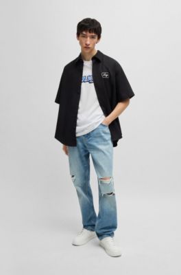 Cotton T-shirt with graphic logo print, White