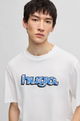 Cotton T-shirt with graphic logo print, White