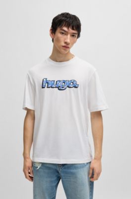 Cotton T-shirt with graphic logo print, White