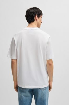 Cotton T-shirt with graphic logo print, White