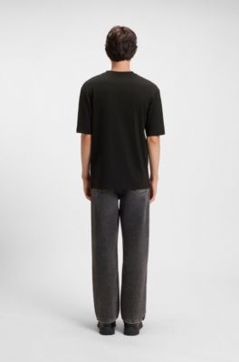 Cotton-jersey T-shirt with logo artwork, Black