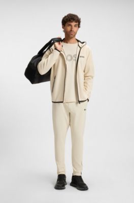Active stretch-gabardine tracksuit bottoms with thermoregulating technology, White