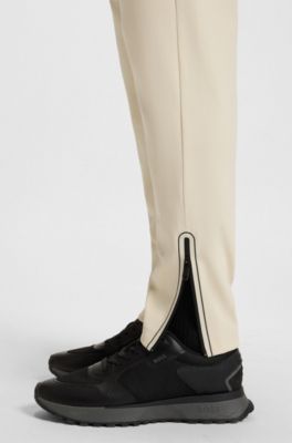 Active stretch-gabardine tracksuit bottoms with thermoregulating technology, White