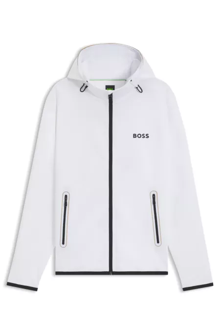 Active stretch-gabardine zip-up hoodie with thermoregulating technology