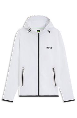 Active stretch-gabardine zip-up hoodie with thermoregulating technology
