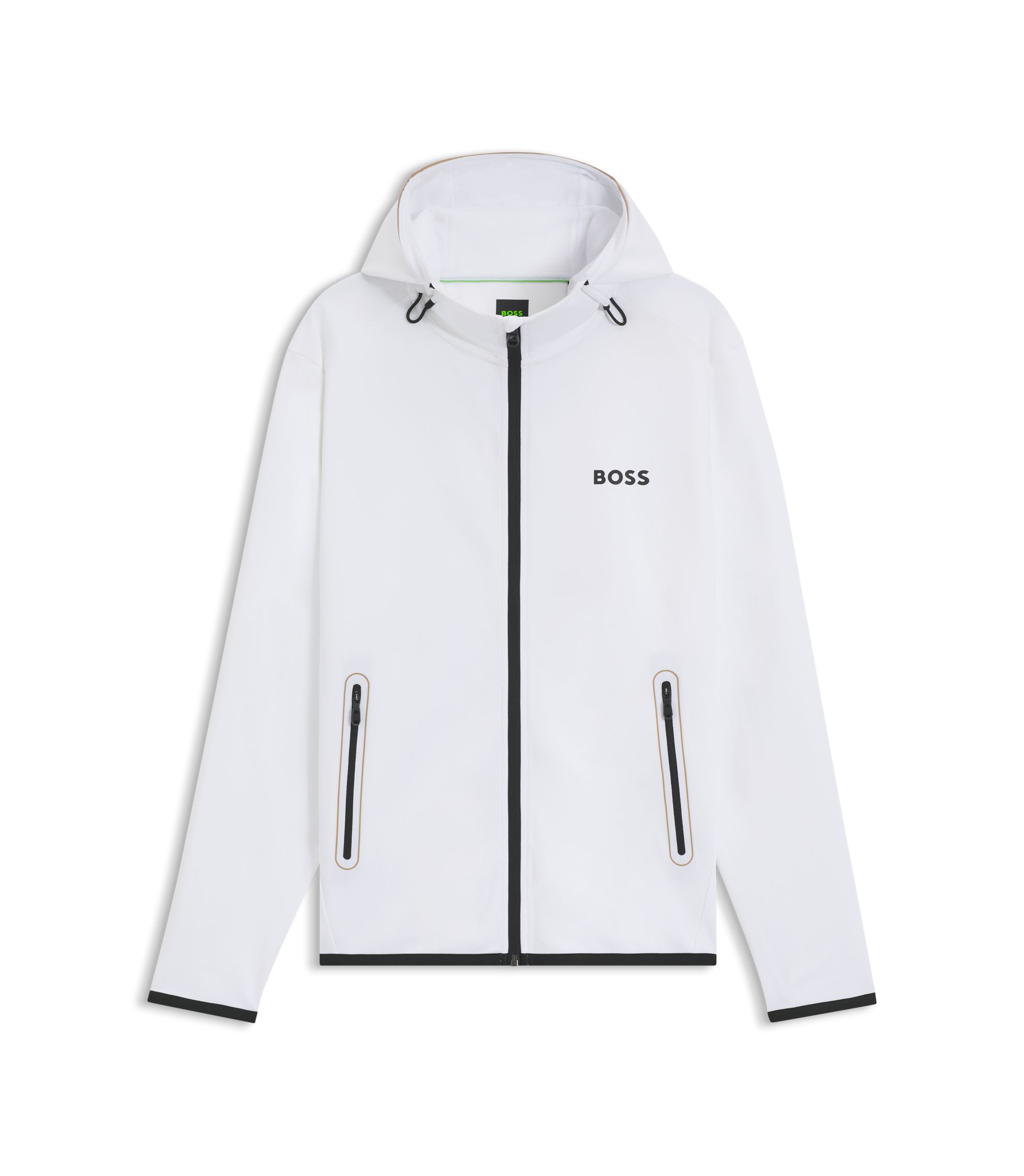 BOSS - Active stretch-gabardine zip-up hoodie with