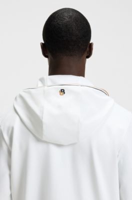 Active stretch-gabardine zip-up hoodie with thermoregulating technology, White