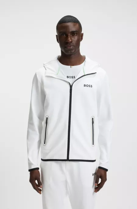 Active stretch-gabardine zip-up hoodie with thermoregulating technology