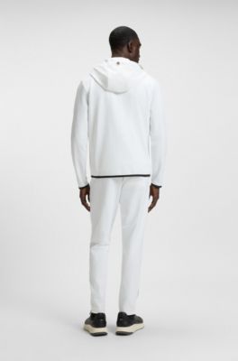 Active stretch-gabardine zip-up hoodie with thermoregulating technology, White