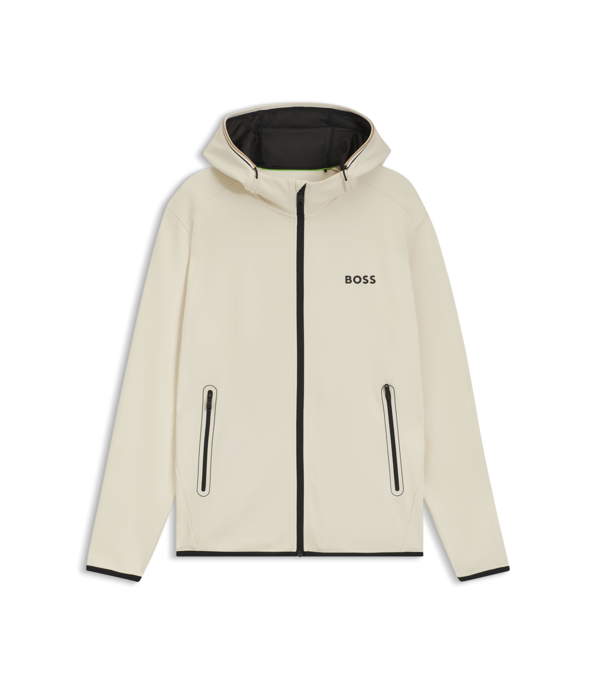 BOSS - Active stretch-gabardine zip-up hoodie with