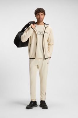 Active stretch-gabardine zip-up hoodie with thermoregulating technology, White