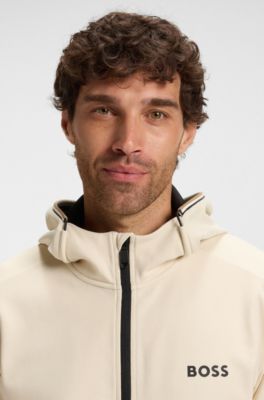 Sudadera con capucha y cremallera en tejido de gabardina el&aacute;stica activa con tecnolog&iacute;a de termorregulaci&oacute;n, Blanco