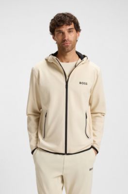 Active stretch-gabardine zip-up hoodie with thermoregulating technology, White