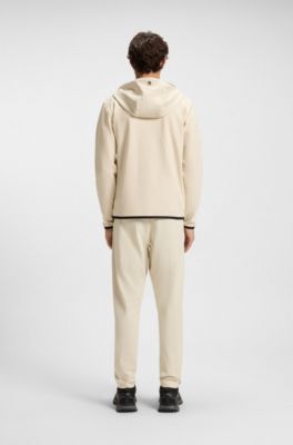 Active stretch-gabardine zip-up hoodie with thermoregulating technology, White
