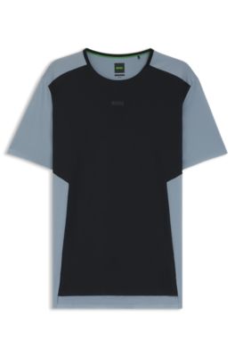 Active mesh-jersey T-shirt with decorative reflective details, Black
