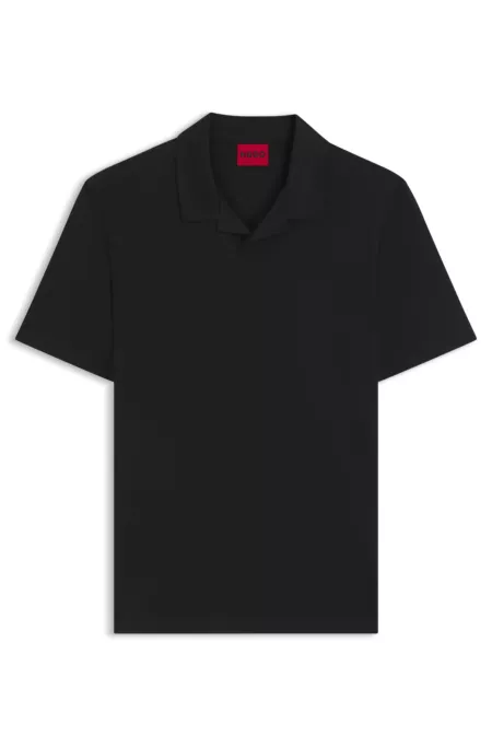 Johnny-collar slim-fit polo shirt in stretch cotton