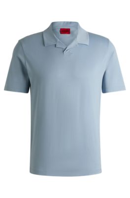 ポロシャツ HUGO BOSS Men Polo Shirts 50507583 402 Blue BOSS - Interlock-cotton slim-fit polo shirt with colour