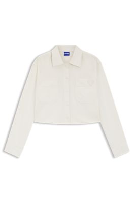 Chemisier Relaxed en coton avec logo Happy&nbsp;HUGO, Blanc