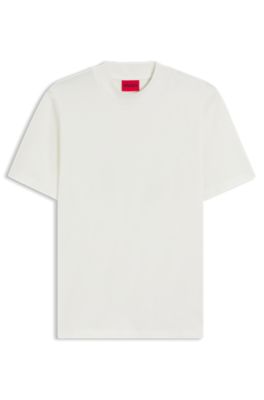 Stand-collar slim-fit T-shirt in stretch cotton, White