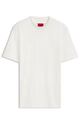 Stand-collar slim-fit T-shirt in stretch cotton, White