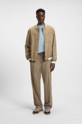 Stand-collar slim-fit T-shirt in stretch cotton, Light Blue