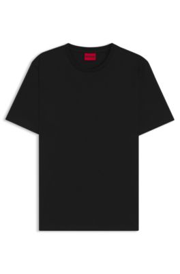 T-shirt slim en coton merceris&eacute;, Noir