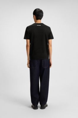 Slim-fit T-shirt with mercerised cotton, Black