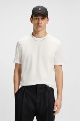 T-shirt slim en coton merceris&eacute;, Blanc
