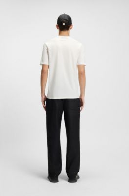 T-shirt slim en coton merceris&eacute;, Blanc