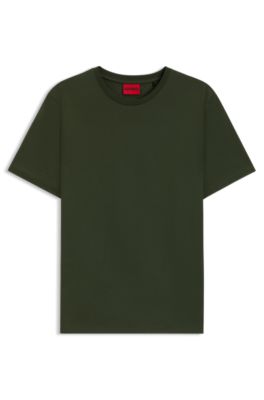 T-shirt slim en coton merceris&eacute;, Vert sombre