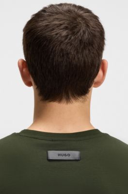 T-shirt slim en coton merceris&eacute;, Vert sombre