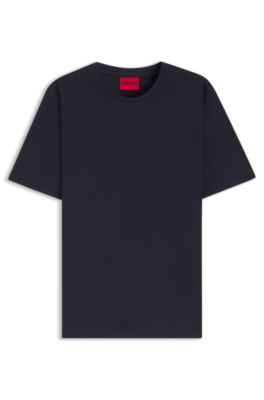 Slim-fit T-shirt with mercerised cotton, Dark Blue