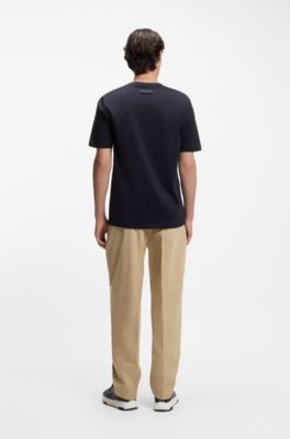 Slim-fit T-shirt with mercerised cotton, Dark Blue