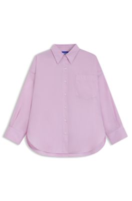 Oversized-fit blouse in cotton poplin, Light Purple