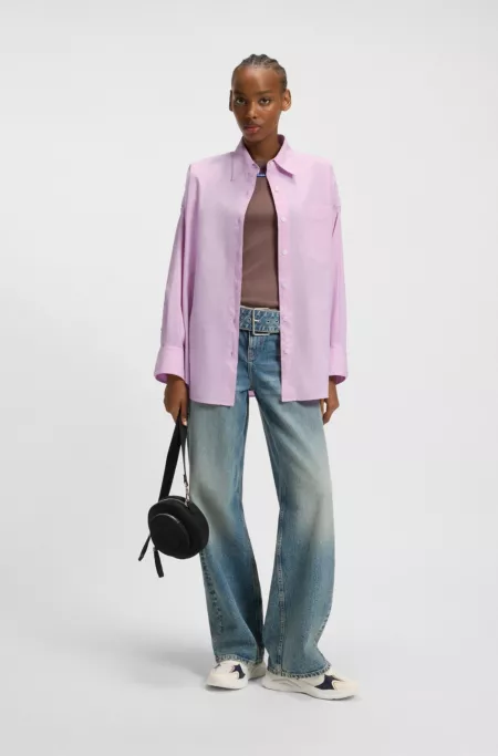 Oversized-fit blouse in cotton poplin