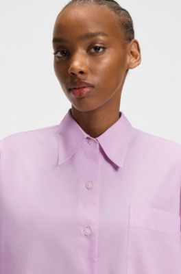 Oversized-fit blouse in cotton poplin, Light Purple