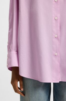 Blusa oversize fit de popel&iacute;n de algod&oacute;n, Luz p&uacute;rpura