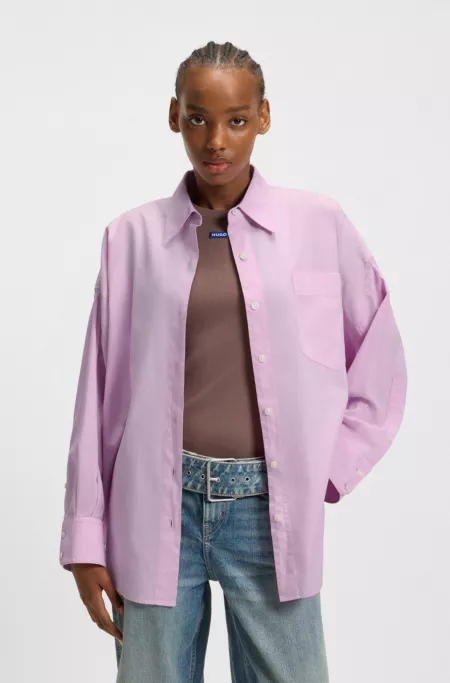 Oversized-fit blouse in cotton poplin