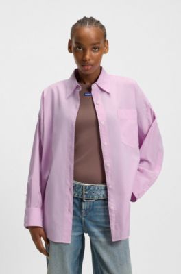 Blusa oversize fit de popel&iacute;n de algod&oacute;n, Luz p&uacute;rpura