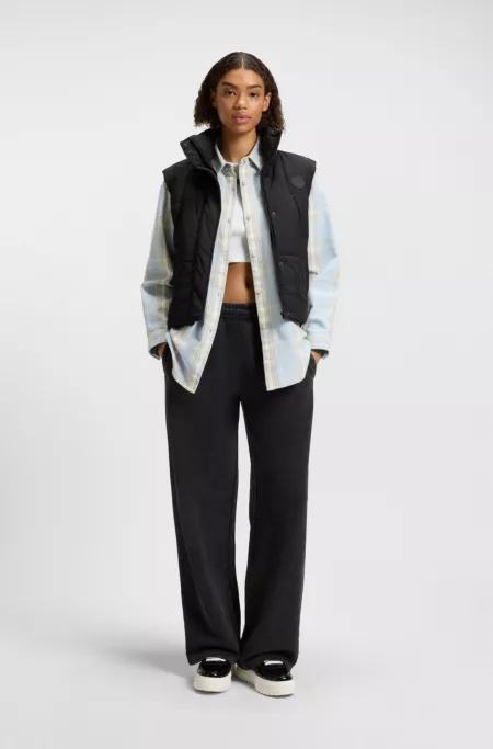 Oversized-fit blouse in checked cotton twill