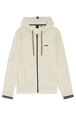 Sweat à capuche zippé en coton mélangé à rayures