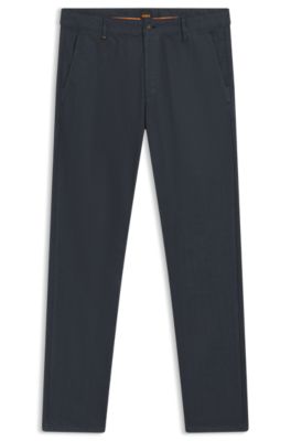 Pantalones slim fit de algod&oacute;n el&aacute;stico estampado, Azul oscuro