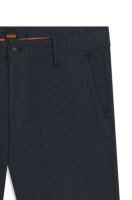 Pantalones slim fit de algod&oacute;n el&aacute;stico estampado, Azul oscuro