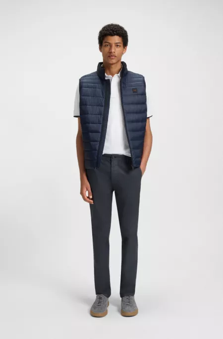 Printed slim-fit trousers in stretch cotton