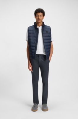 Pantalones slim fit de algod&oacute;n el&aacute;stico estampado, Azul oscuro