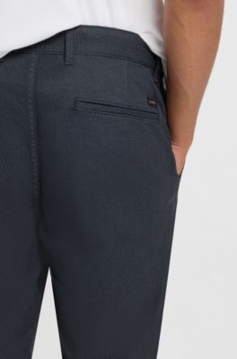 Pantalones slim fit de algod&oacute;n el&aacute;stico estampado, Azul oscuro