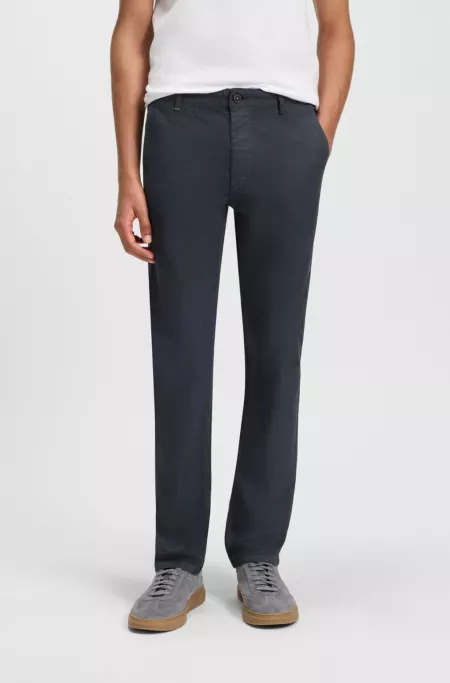 Printed slim-fit trousers in stretch cotton