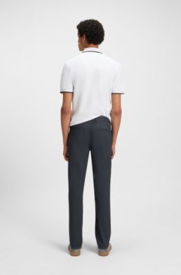 Pantalones slim fit de algod&oacute;n el&aacute;stico estampado, Azul oscuro