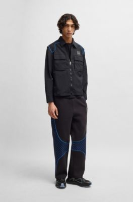 Sobrecamisa oversize fit HUGO x RB con logo de carbono sutil, Negro