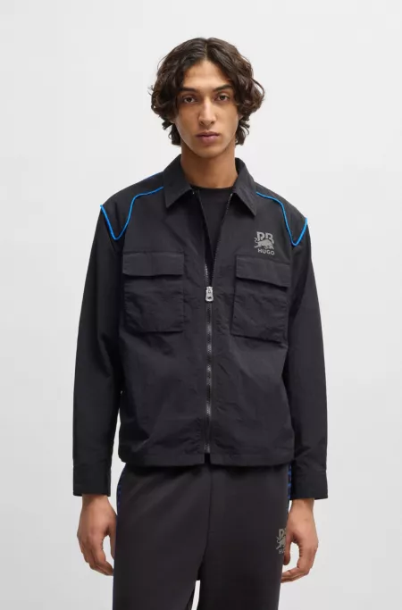 HUGO x RB oversize-fit overshirt with carbon stealth logo